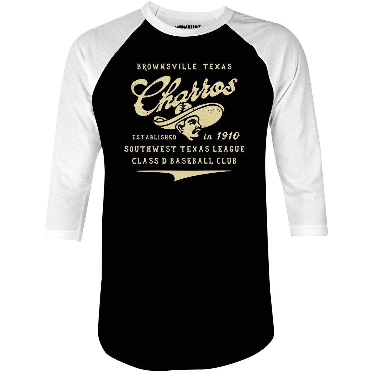 Brownsville Charros - Texas - Vintage Defunct Baseball Teams - 3/4 Sleeve Raglan T-Shirt
