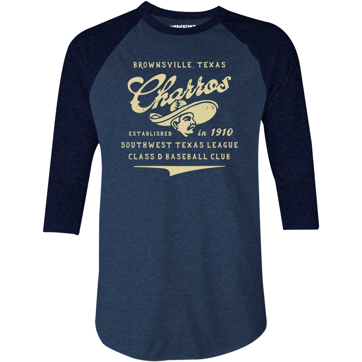 Brownsville Charros - Texas - Vintage Defunct Baseball Teams - 3/4 Sleeve Raglan T-Shirt