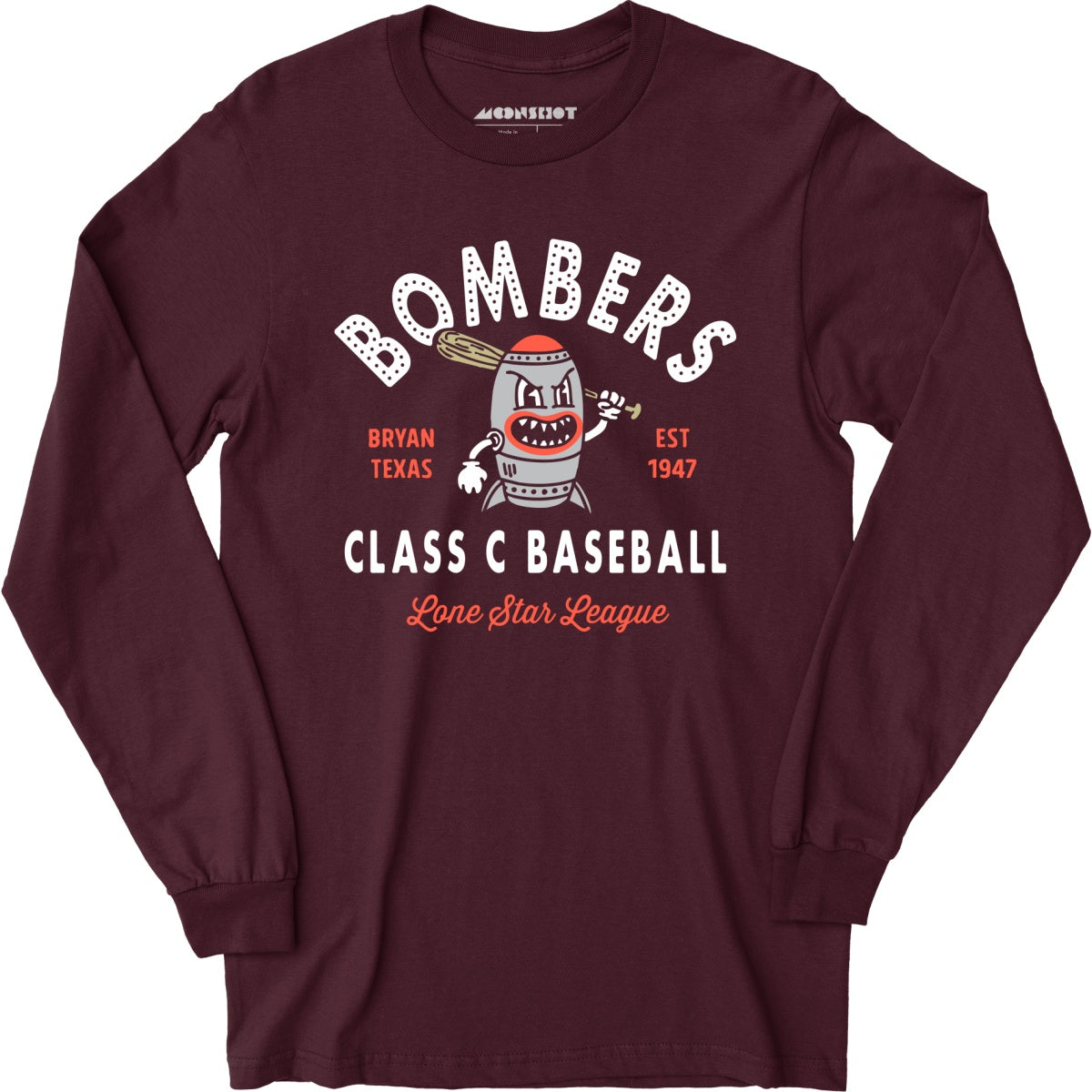 Bryan Bombers - Texas - Vintage Defunct Baseball Teams - Long Sleeve T-Shirt