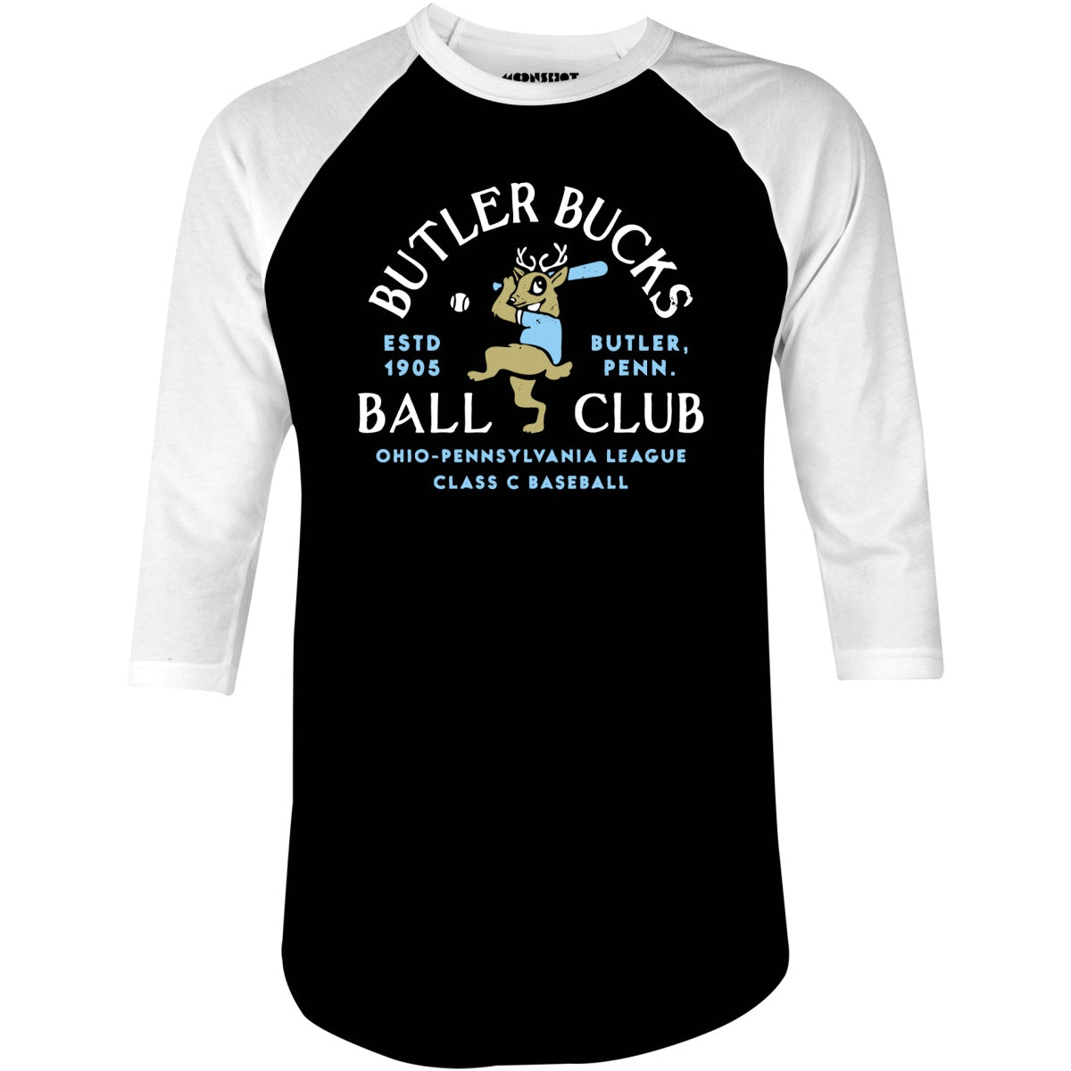Butler Bucks - Pennsylvania - Vintage Defunct Baseball Teams - 3/4 Sleeve Raglan T-Shirt