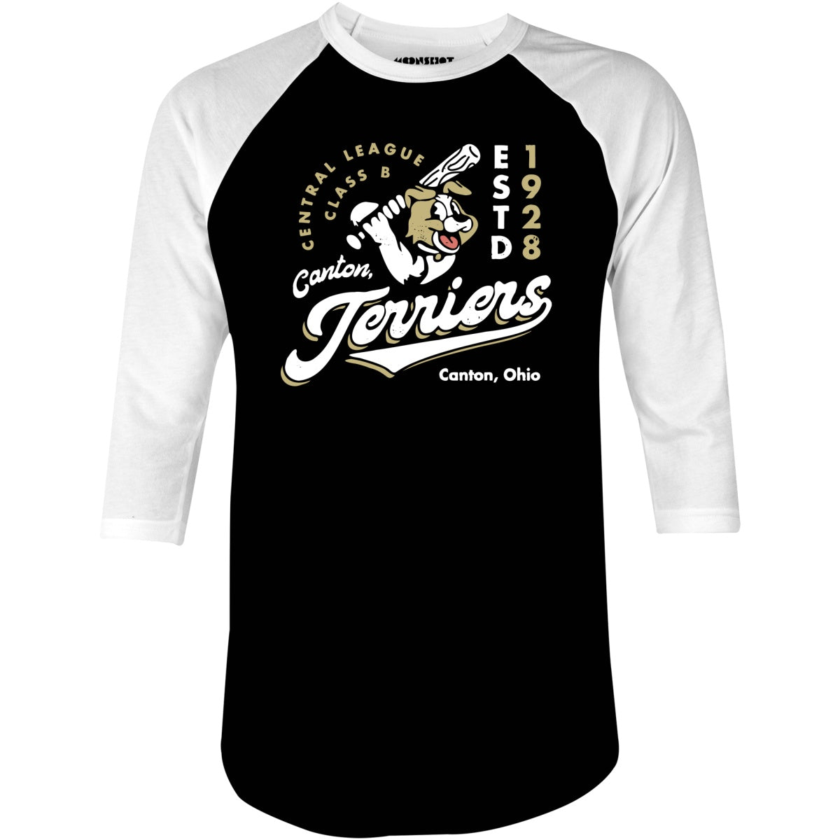 Canton Terriers - Ohio - Vintage Defunct Baseball Teams - 3/4 Sleeve Raglan T-Shirt