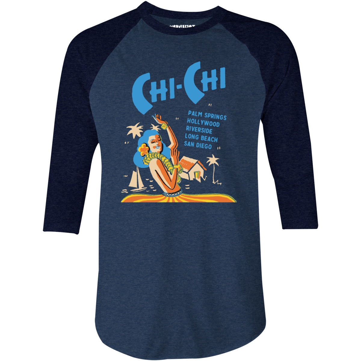 Chi Chi Supper Club - California - Vintage Tiki Bar - 3/4 Sleeve Raglan T-Shirt