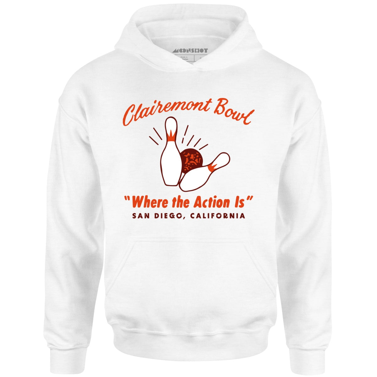 Clairemont Bowl - San Diego, CA - Vintage Bowling Alley - Unisex Hoodie