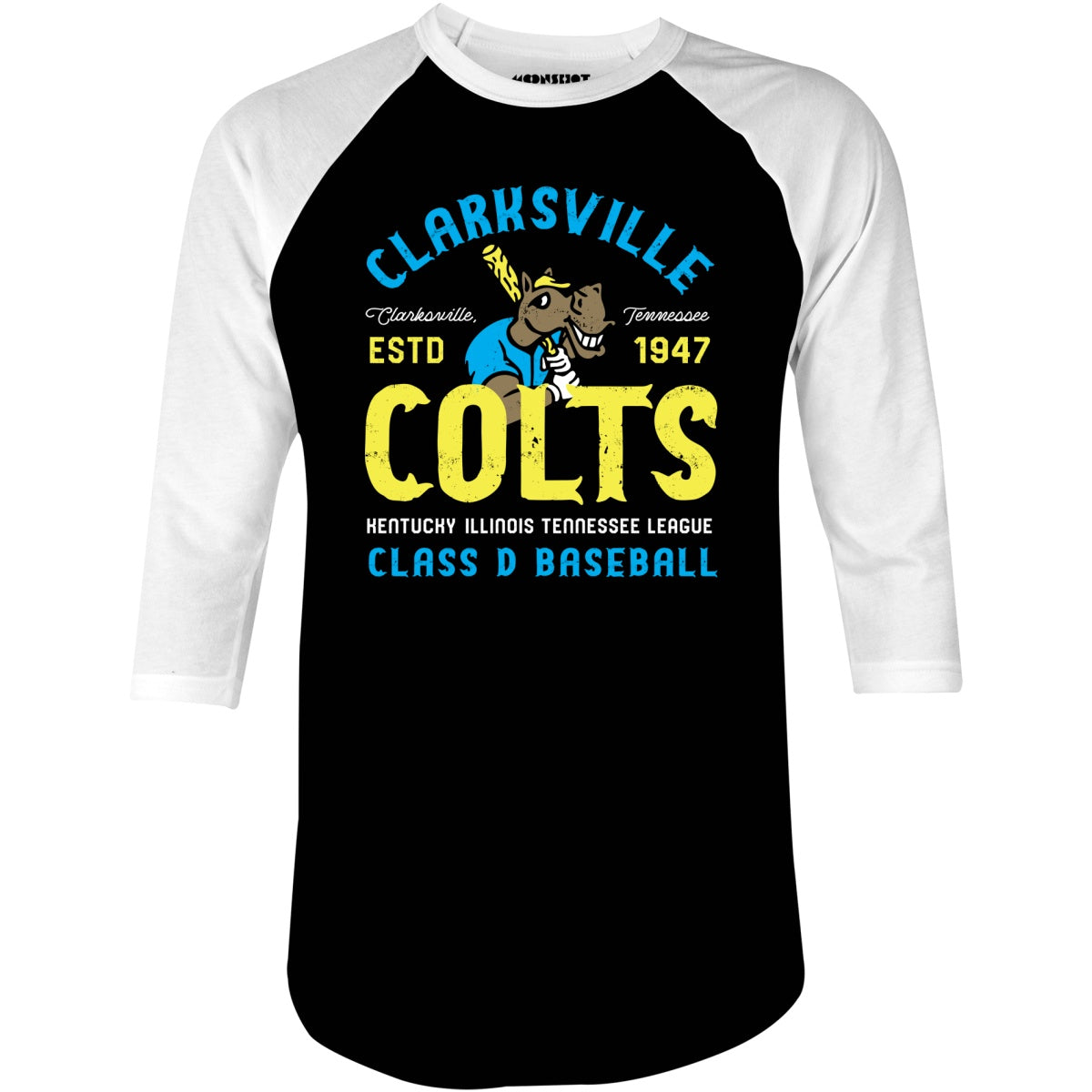 Clarksville Colts - Tennessee - Vintage Defunct Baseball Teams - 3/4 Sleeve Raglan T-Shirt