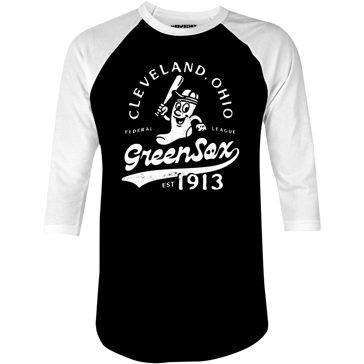 Cleveland Green Sox - Ohio - Vintage Defunct Baseball Teams - 3/4 Sleeve Raglan T-Shirt