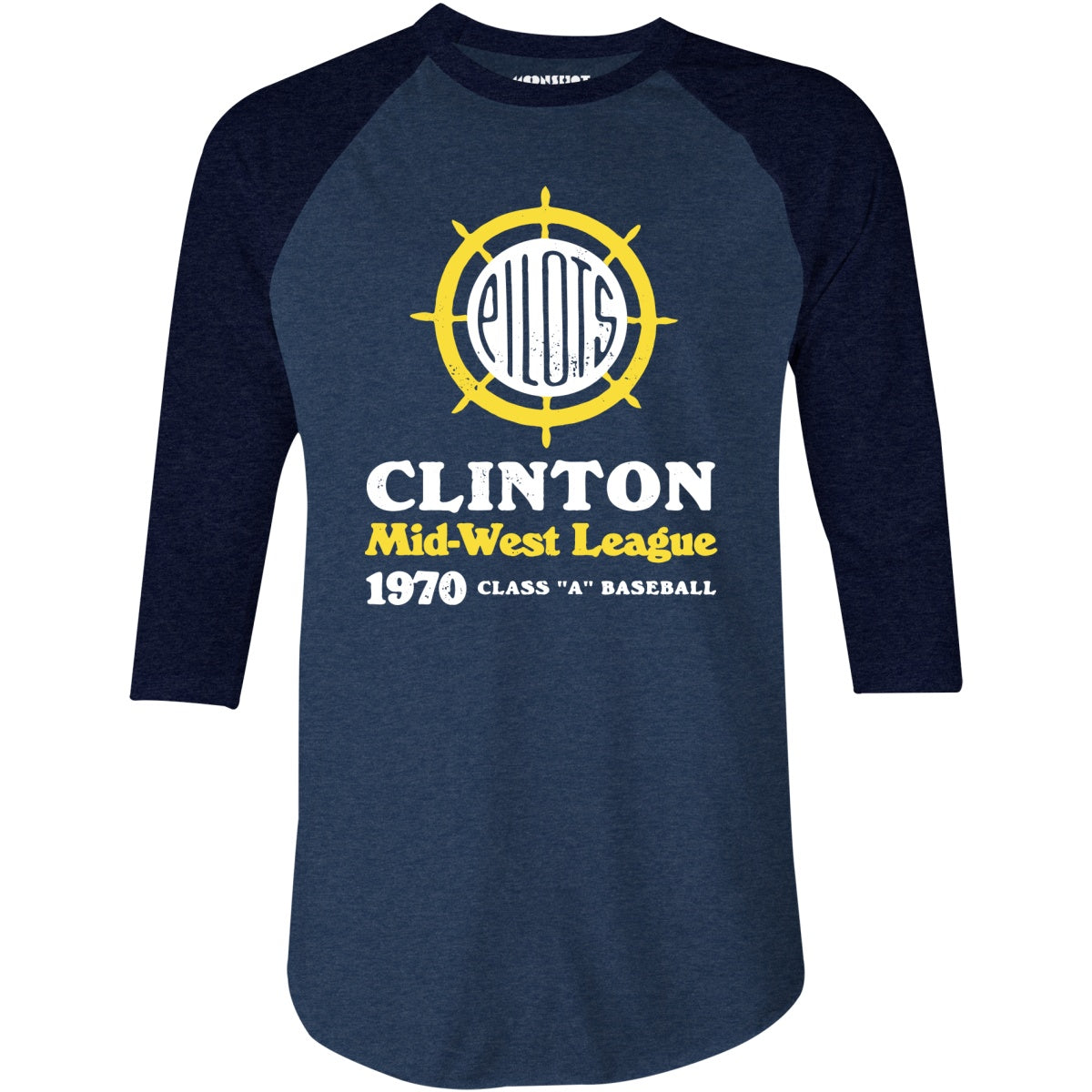 Clinton Pilots - Iowa - Vintage Defunct Baseball Teams - 3/4 Sleeve Raglan T-Shirt