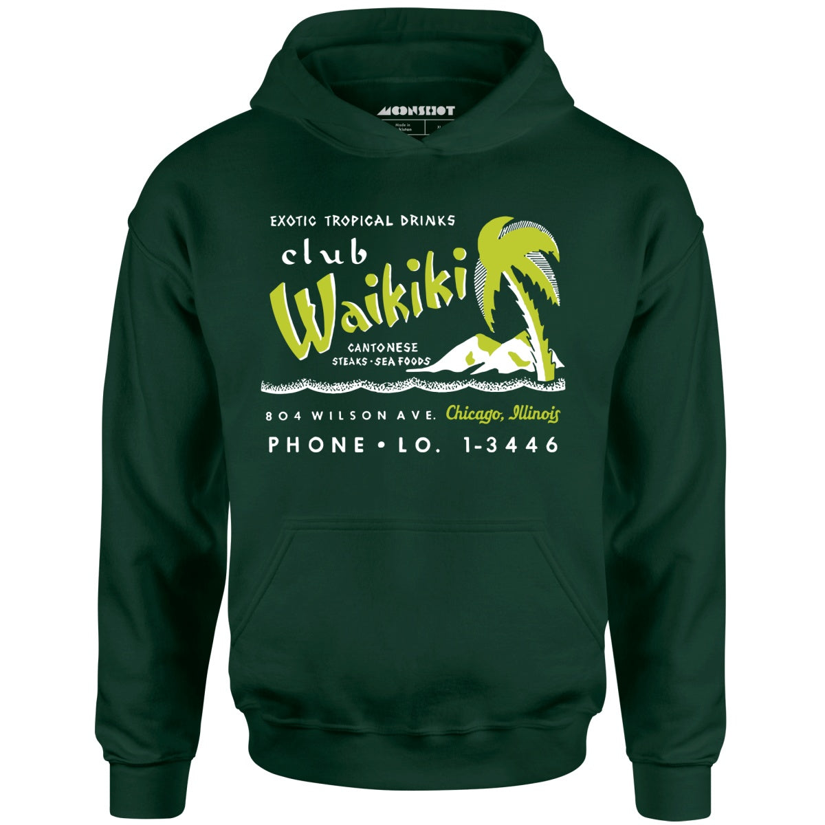 Club Waikiki - Chicago, IL - Vintage Tiki Bar - Unisex Hoodie