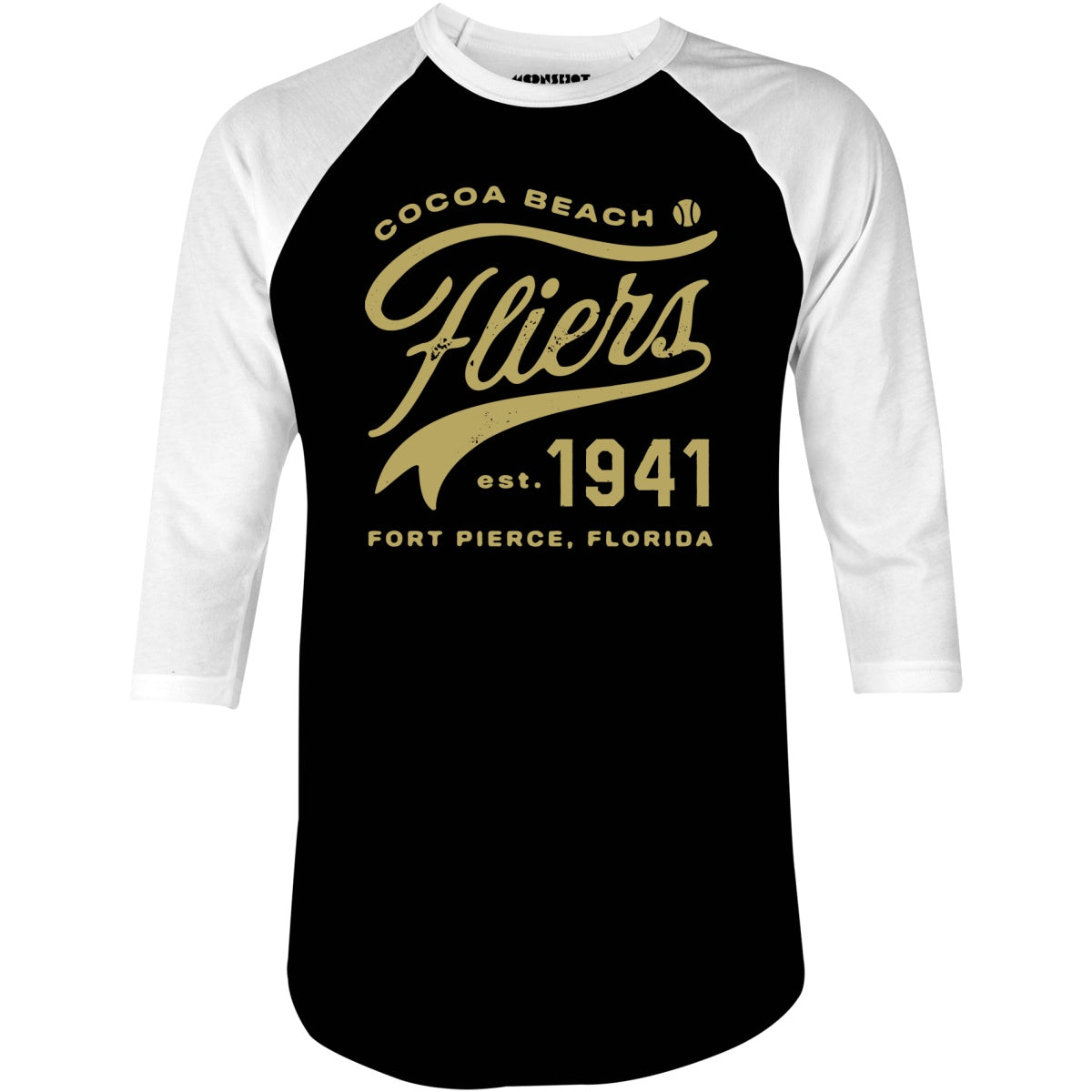 Cocoa Beach Fliers - Florida - Vintage Defunct Baseball Teams - 3/4 Sleeve Raglan T-Shirt