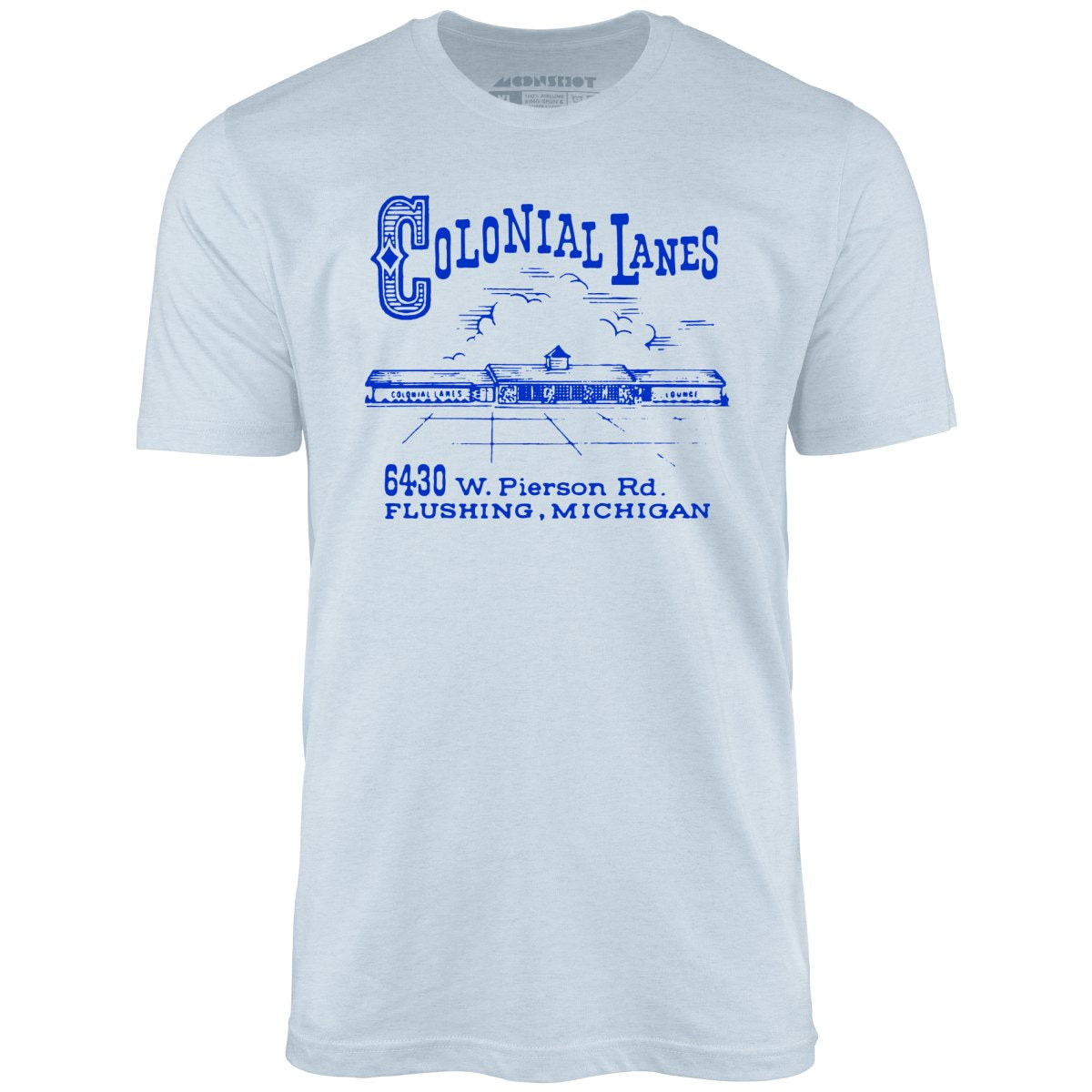 Colonial Lanes - Flushing, MI - Vintage Bowling Alley - Unisex T-Shirt