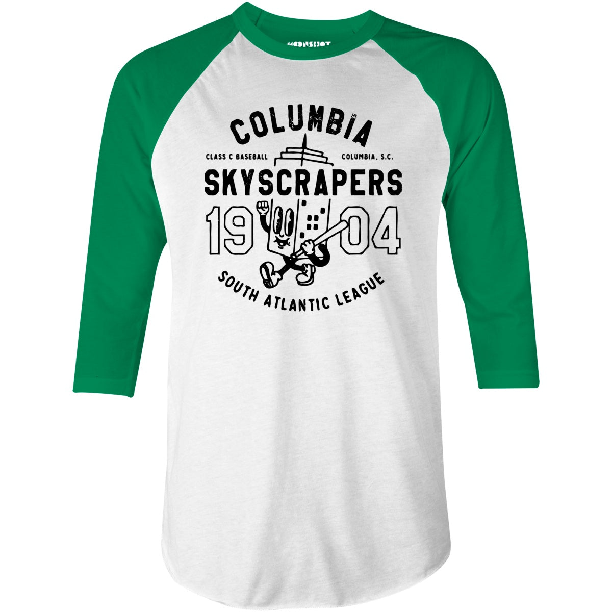 Columbia Skyscrapers - South Carolina - Vintage Defunct Baseball Teams - 3/4 Sleeve Raglan T-Shirt