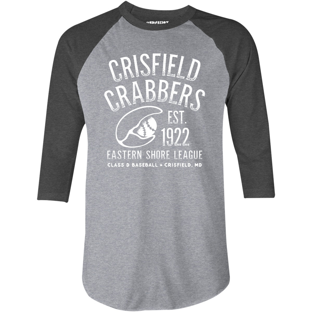 Crisfield Crabbers - Maryland - Vintage Defunct Baseball Teams - 3/4 Sleeve Raglan T-Shirt
