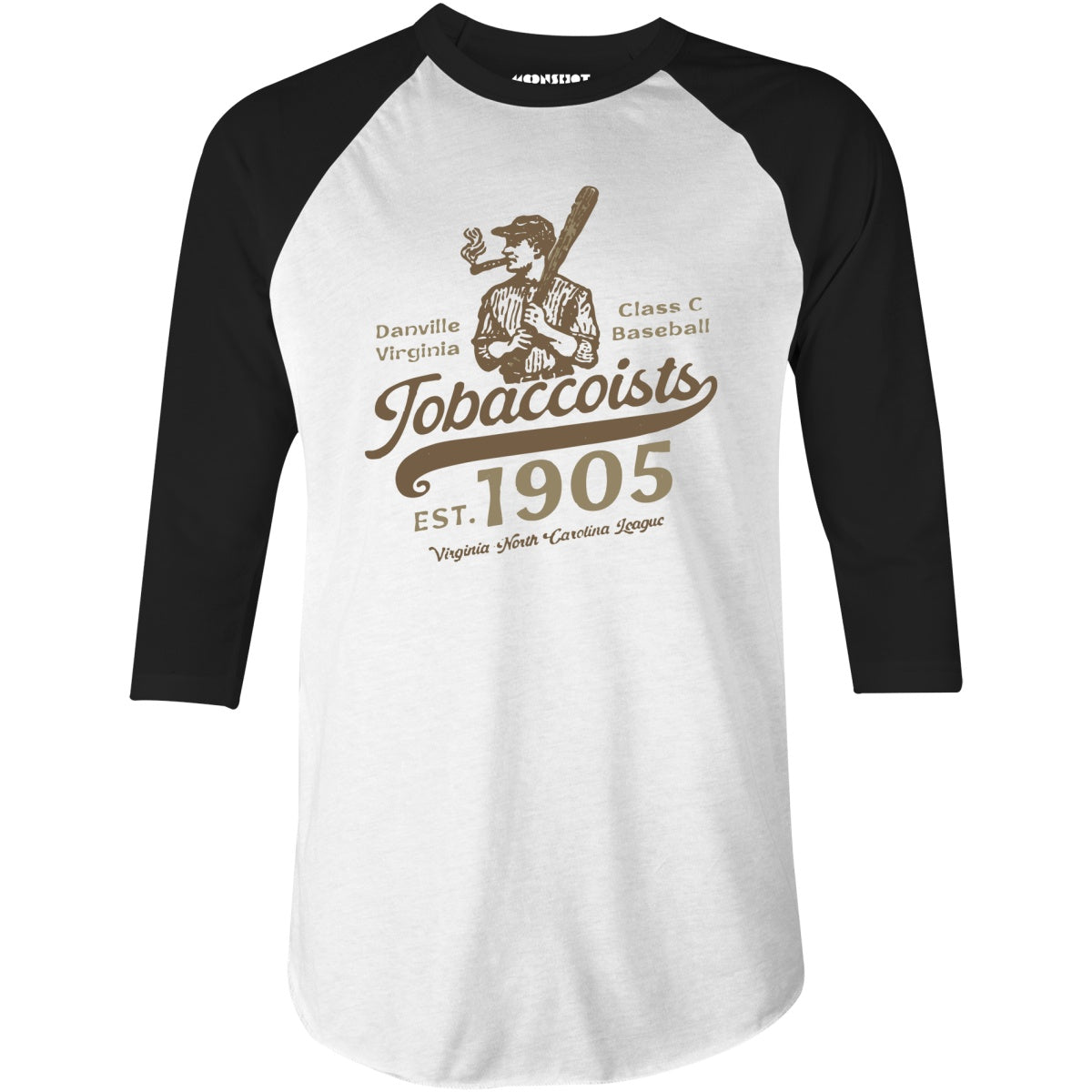 Danville Tobaccoists - Virginia - Vintage Defunct Baseball Teams - 3/4 Sleeve Raglan T-Shirt