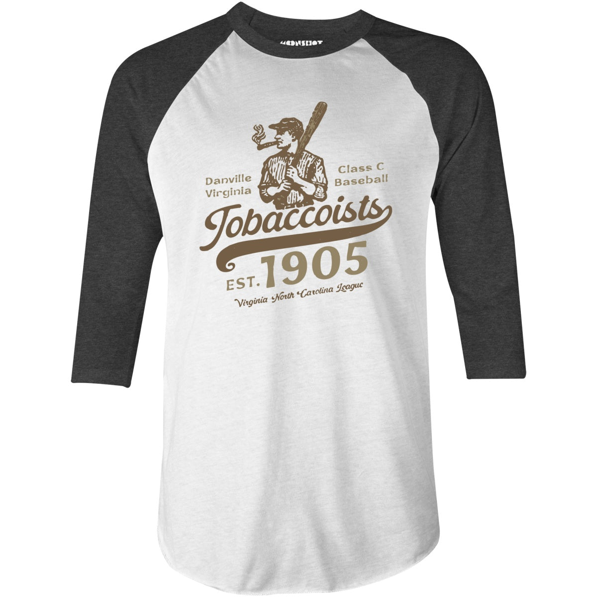 Danville Tobaccoists - Virginia - Vintage Defunct Baseball Teams - 3/4 Sleeve Raglan T-Shirt