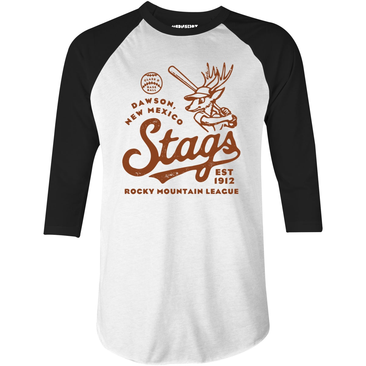 Dawson Stags - New Mexico - Vintage Defunct Baseball Teams - 3/4 Sleeve Raglan T-Shirt