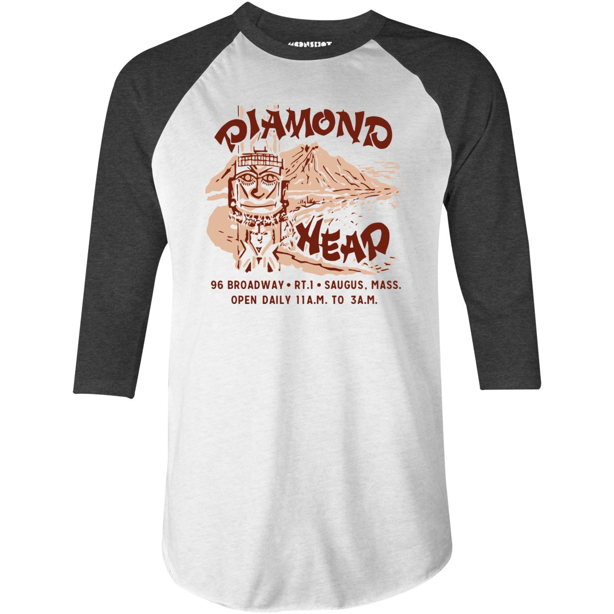 Diamond Head - Saugus, MA - Vintage Tiki Bar - 3/4 Sleeve Raglan T-Shirt