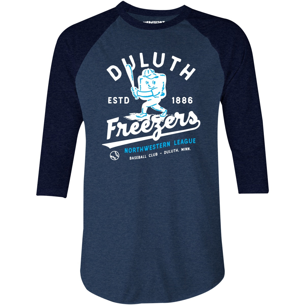 Duluth Freezers - Minnesota - Vintage Defunct Baseball Teams - 3/4 Sleeve Raglan T-Shirt