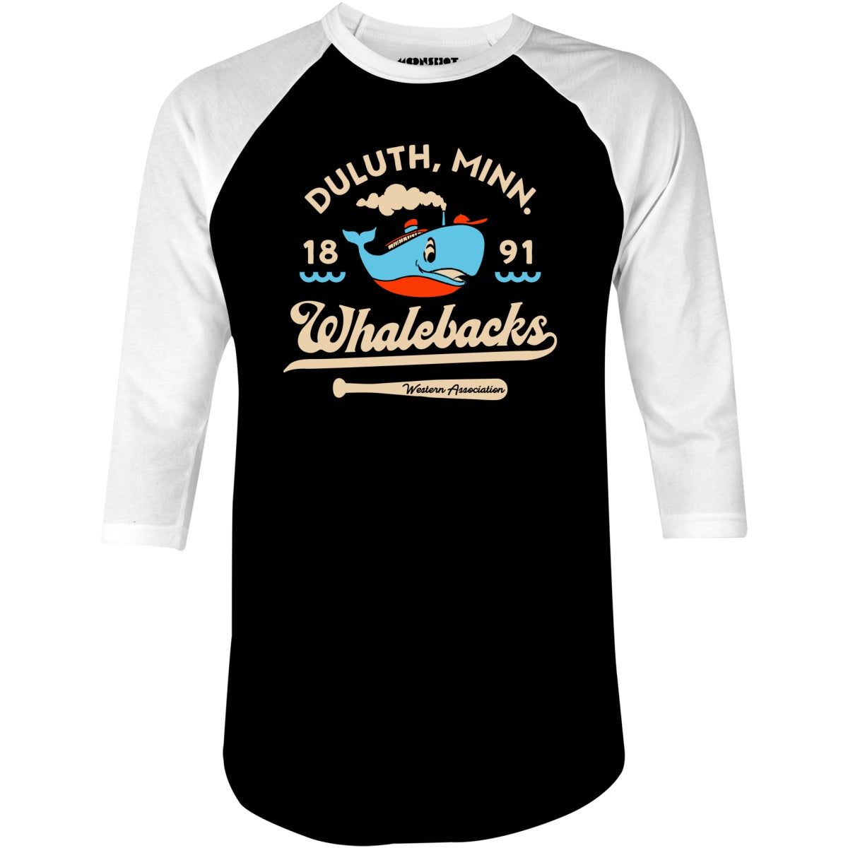 Duluth Whalebacks - Minnesota - Vintage Defunct Baseball Teams - 3/4 Sleeve Raglan T-Shirt
