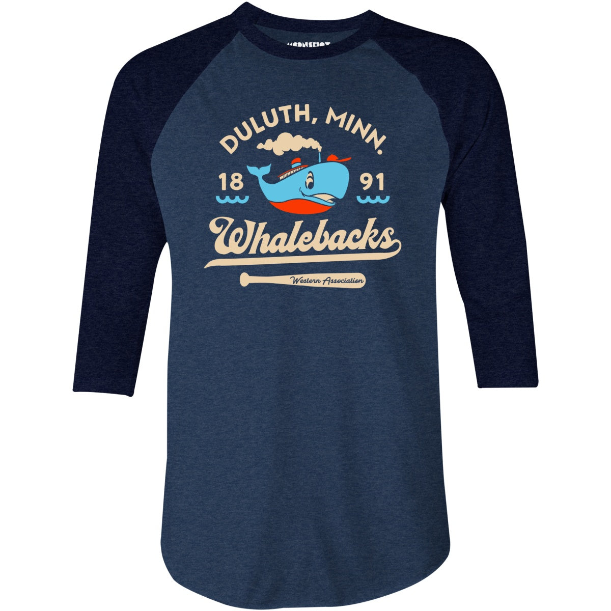 Duluth Whalebacks - Minnesota - Vintage Defunct Baseball Teams - 3/4 Sleeve Raglan T-Shirt