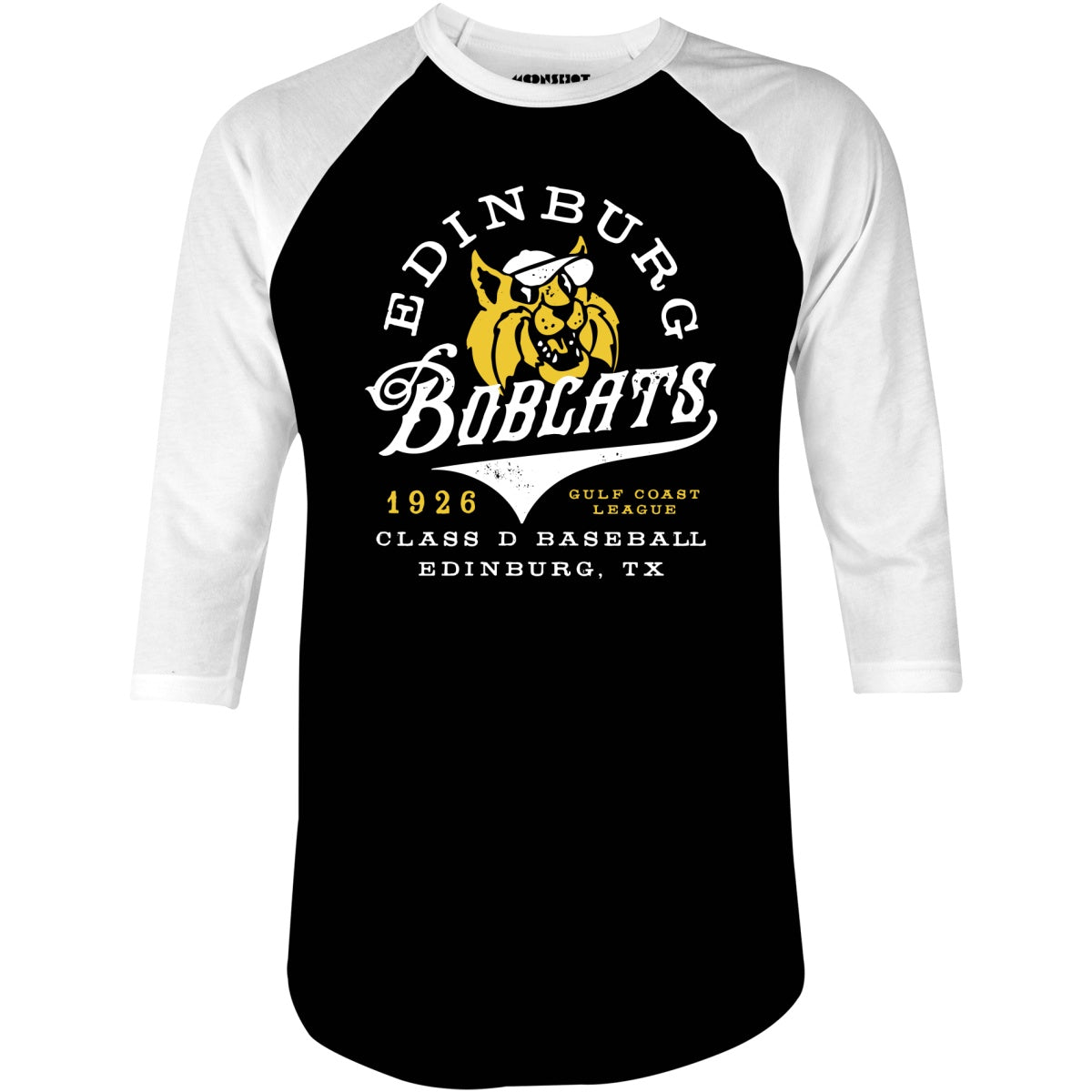 Edinburg Bobcats - Texas - Vintage Defunct Baseball Teams - 3/4 Sleeve Raglan T-Shirt