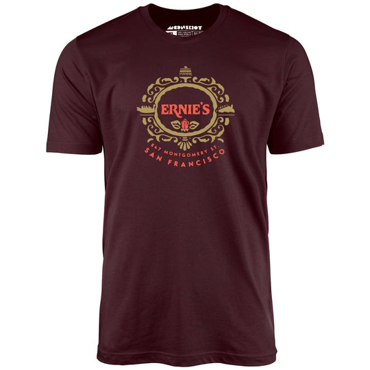 Ernie's - San Francisco, CA - Vintage Restaurant - Maroon - Unisex T-Shirt
