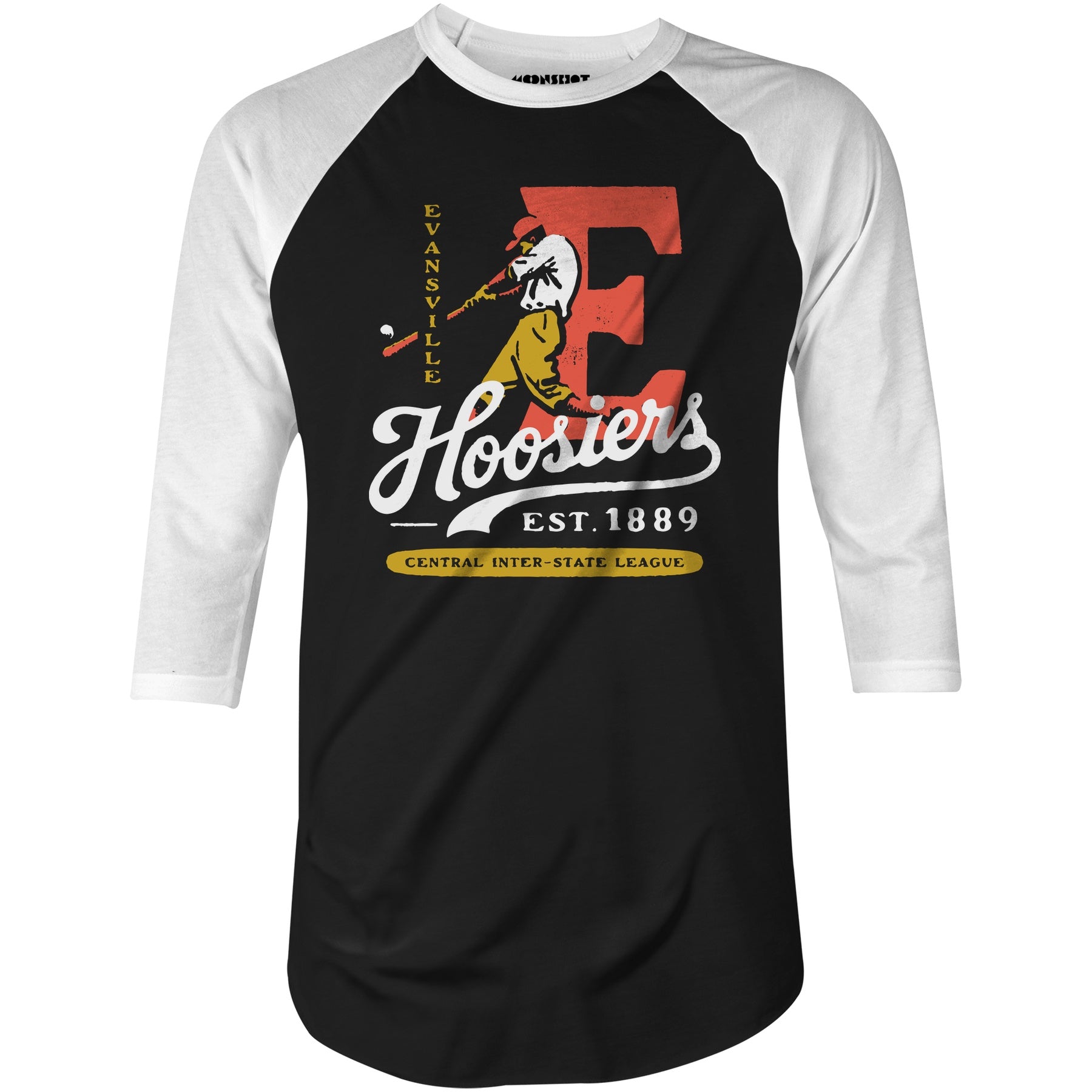 Evansville Hoosiers - Indiana - Vintage Defunct Baseball Teams - 3/4 Sleeve Raglan T-Shirt