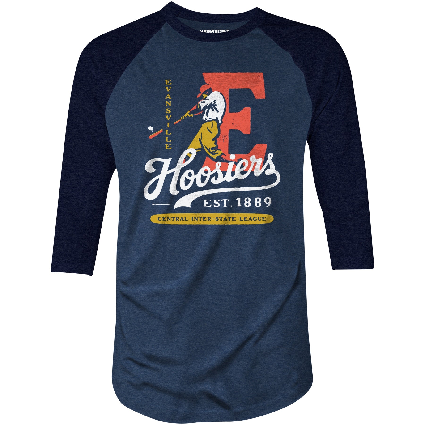 Evansville Hoosiers - Indiana - Vintage Defunct Baseball Teams - 3/4 Sleeve Raglan T-Shirt