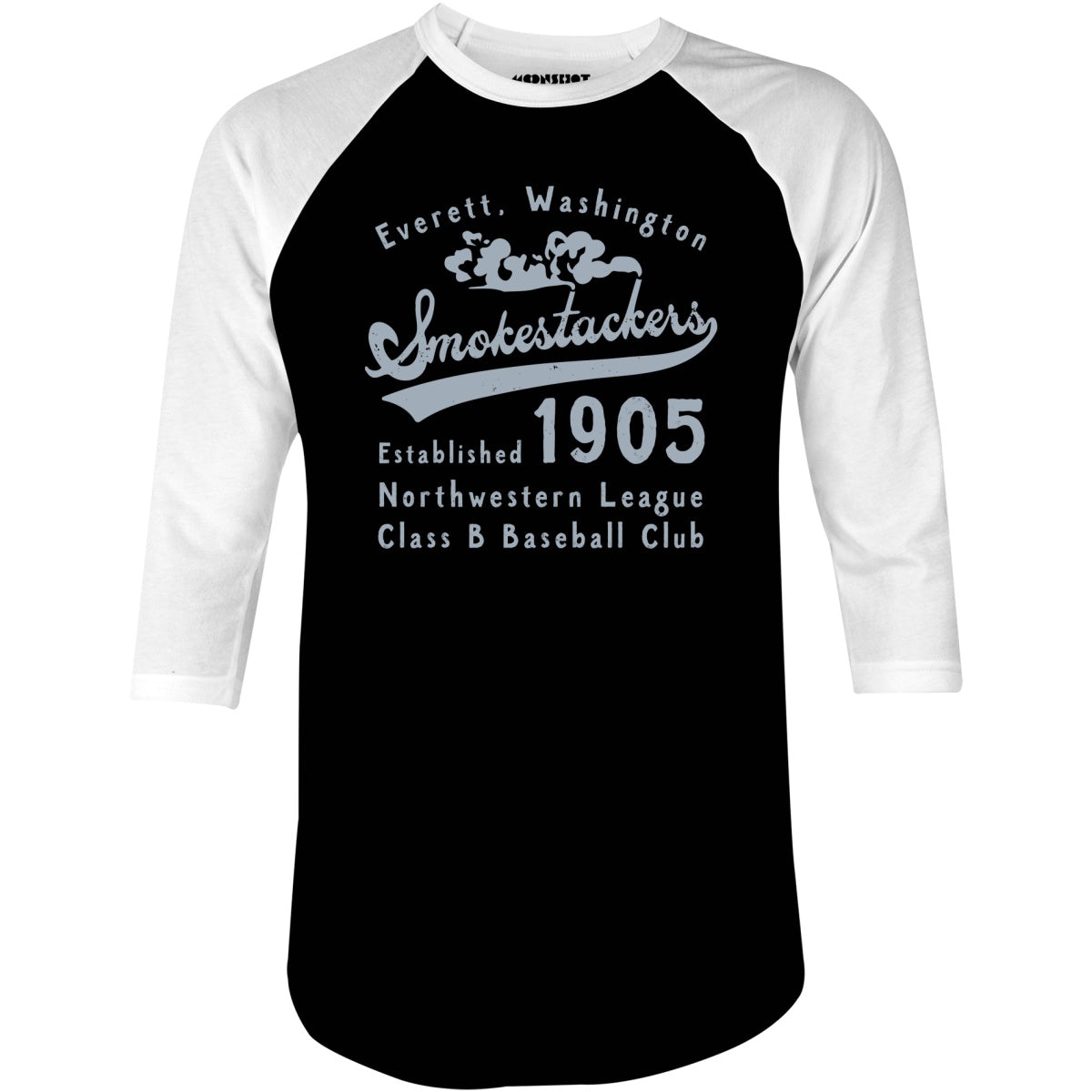 Everett Smokestackers - Washington - Vintage Defunct Baseball Teams - 3/4 Sleeve Raglan T-Shirt