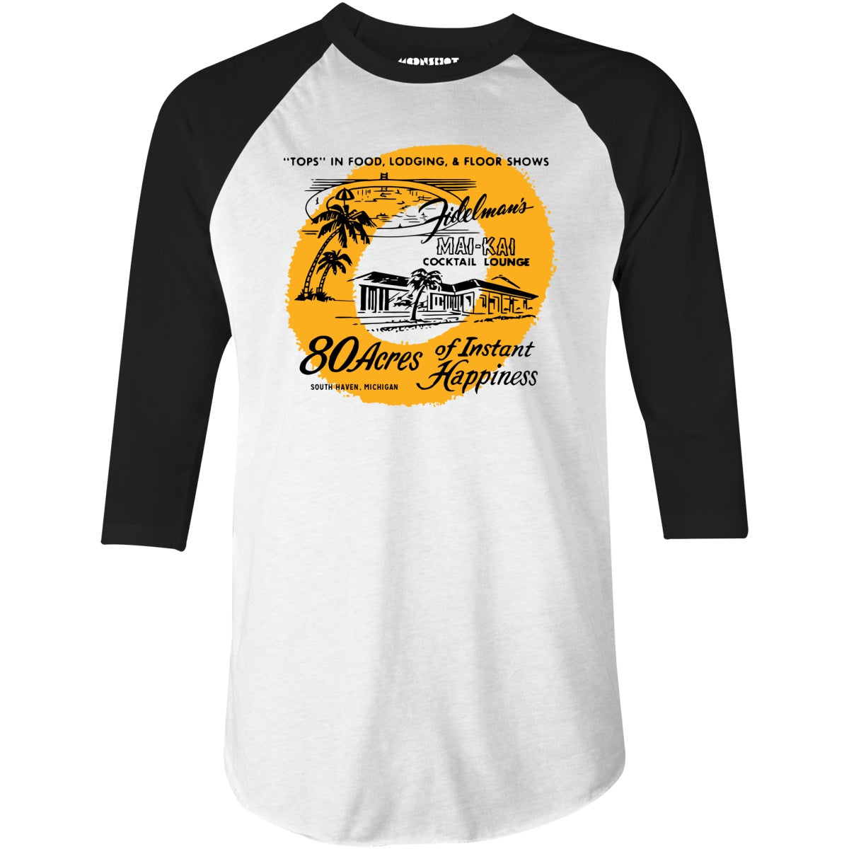 Fidelman's Mai-Kai - South Haven, MI - Vintage Tiki Bar - 3/4 Sleeve Raglan T-Shirt