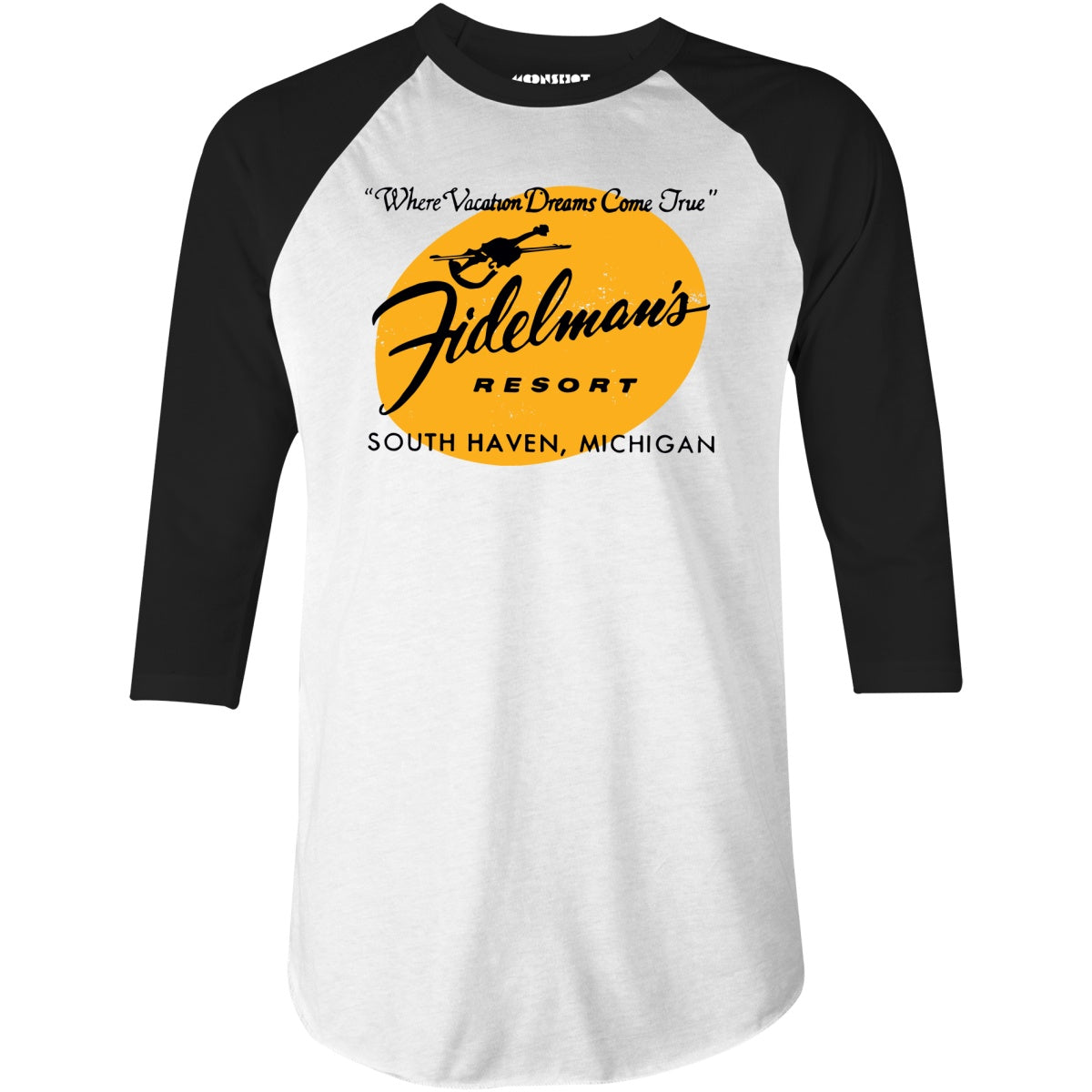 Fidelman's Resort - South Haven, MI - Vintage Hotel - 3/4 Sleeve Raglan T-Shirt