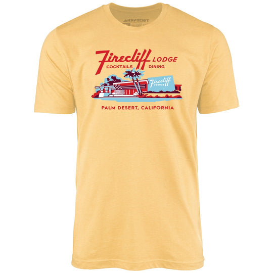 Firecliff Lodge Hotel - Vintage Greater Palm Springs, CA - Heather Yellow Gold - Unisex T-Shirt