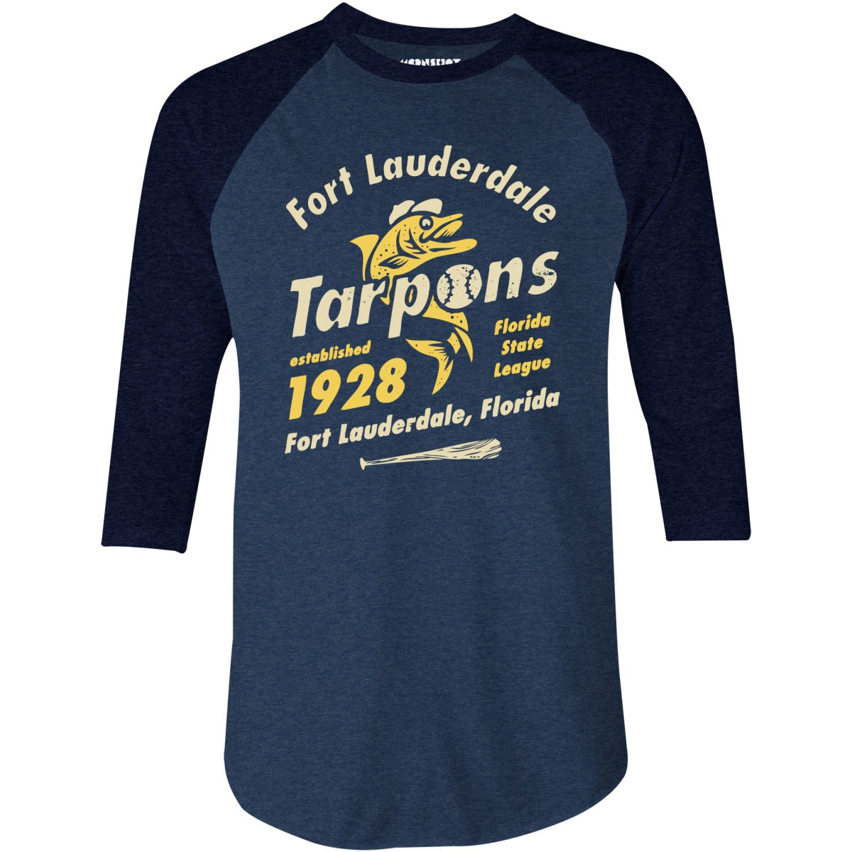 Fort Lauderdale Tarpons - Florida - Vintage Defunct Baseball Teams - 3/4 Sleeve Raglan T-Shirt