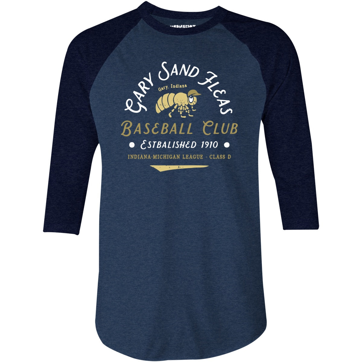 Gary Sand Fleas - Indiana - Vintage Defunct Baseball Teams - 3/4 Sleeve Raglan T-Shirt