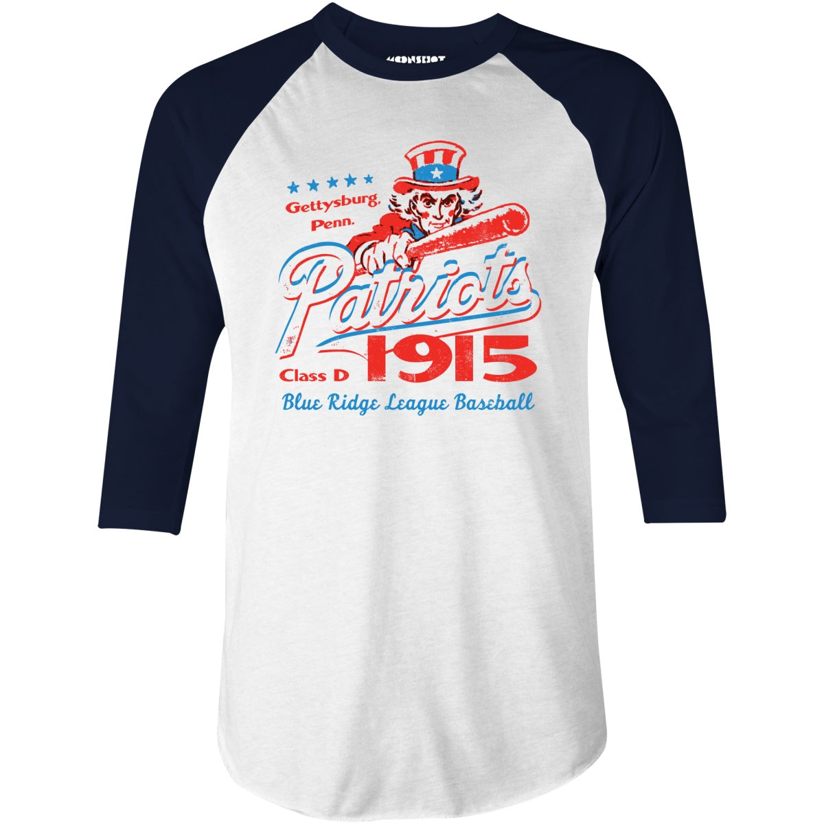 Gettysburg Patriots - Pennsylvania - Vintage Defunct Baseball Teams - 3/4 Sleeve Raglan T-Shirt