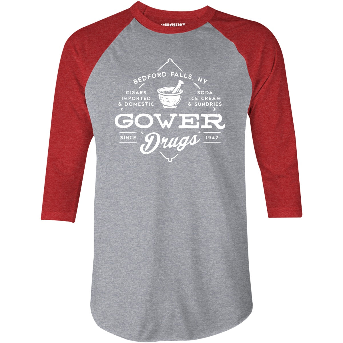 Gower Drugs - Bedford Falls, NY - 3/4 Sleeve Raglan T-Shirt