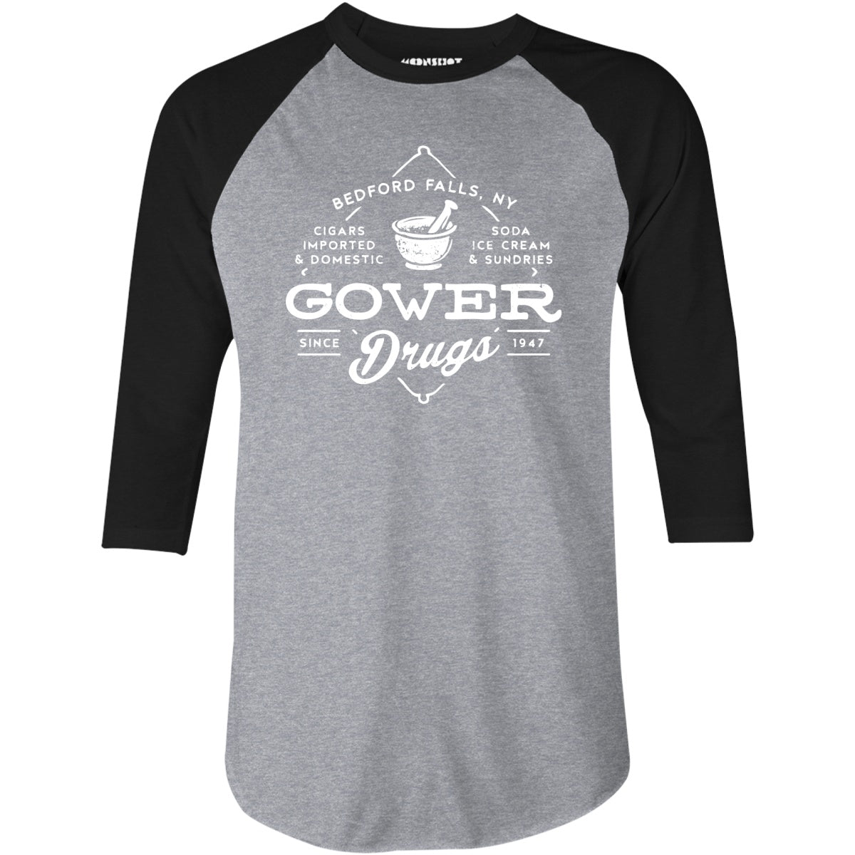 Gower Drugs - Bedford Falls, NY - 3/4 Sleeve Raglan T-Shirt