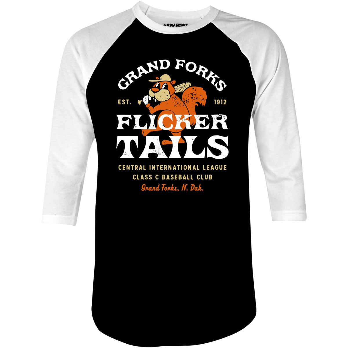 Grand Forks Flickertails - North Dakota - Vintage Defunct Baseball Teams - 3/4 Sleeve Raglan T-Shirt