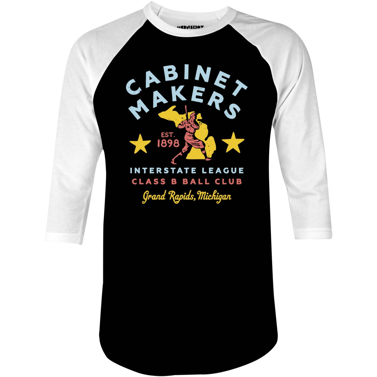 Grand Rapids Cabinet Makers - Michigan - Vintage Defunct Baseball Teams - 3/4 Sleeve Raglan T-Shirt