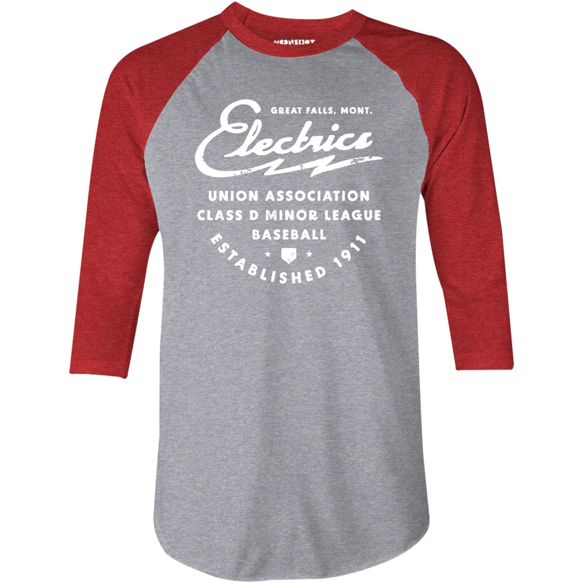Great Falls Electrics - Montana - Vintage Defunct Baseball Teams - 3/4 Sleeve Raglan T-Shirt