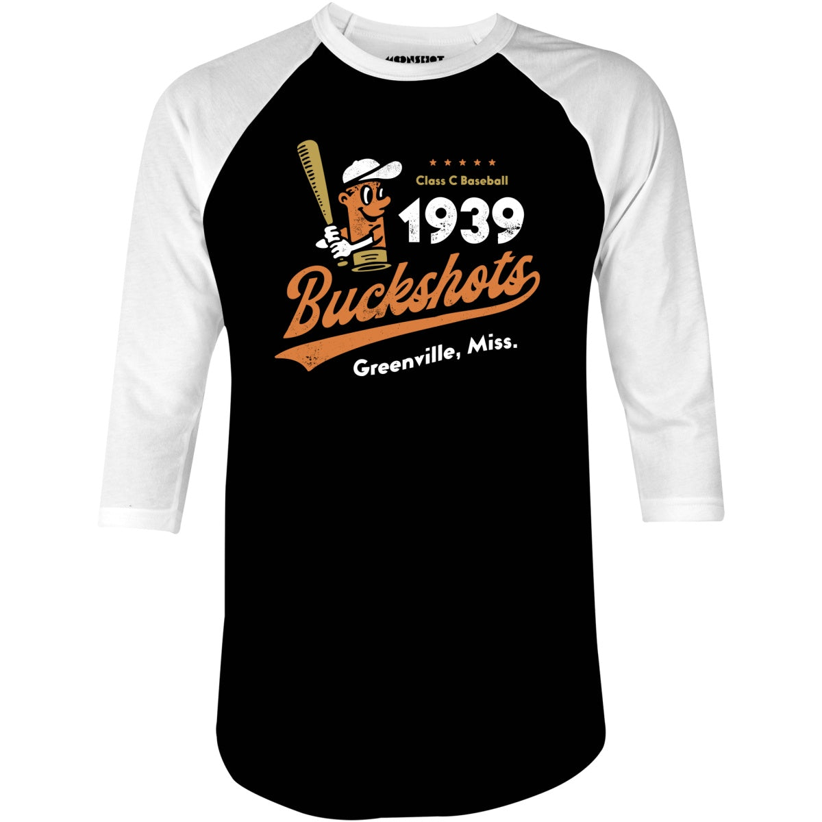 Greenville Buckshots - Mississippi - Vintage Defunct Baseball Teams - 3/4 Sleeve Raglan T-Shirt