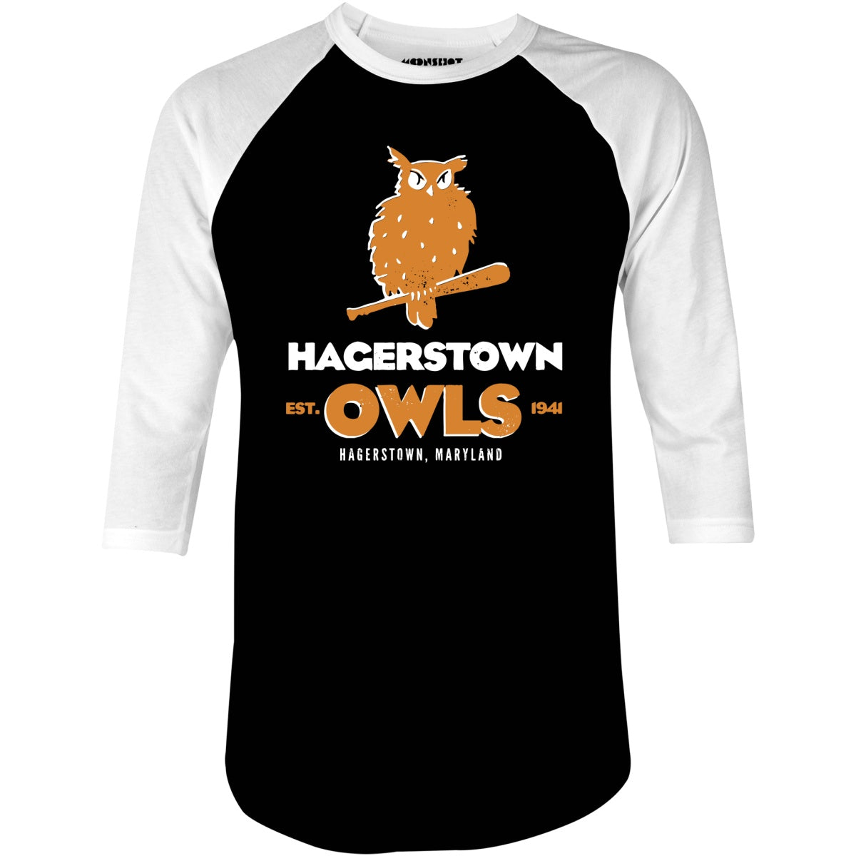 Hagerstown Owls - Maryland - Vintage Defunct Baseball Teams - 3/4 Sleeve Raglan T-Shirt