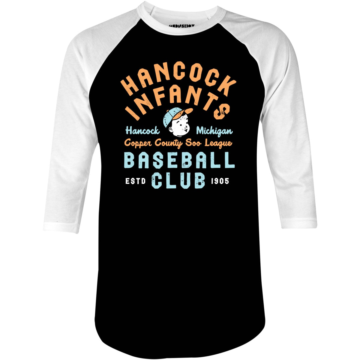 Hancock Infants - Michigan - Vintage Defunct Baseball Teams - 3/4 Sleeve Raglan T-Shirt