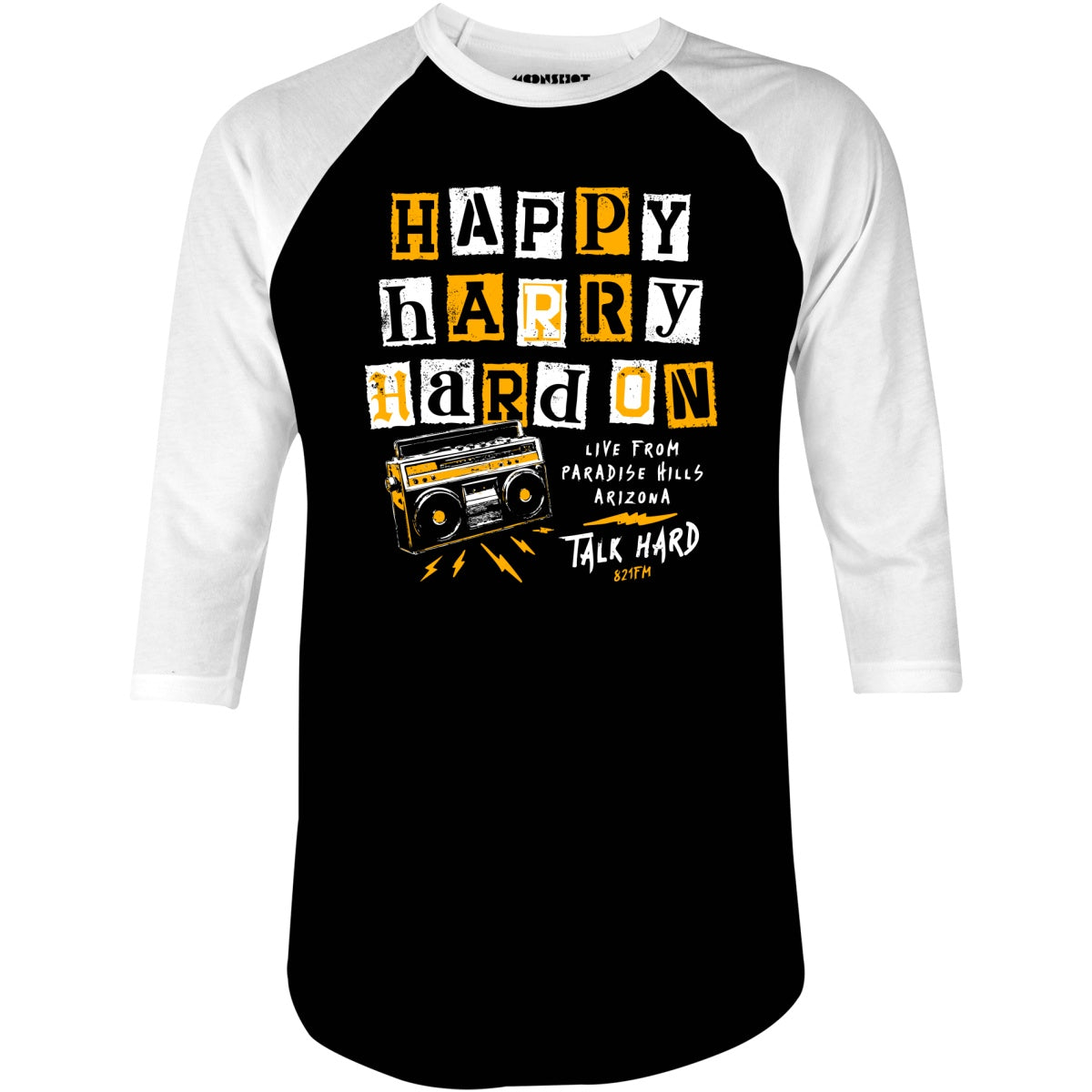 Happy Harry Hard On - 3/4 Sleeve Raglan T-Shirt
