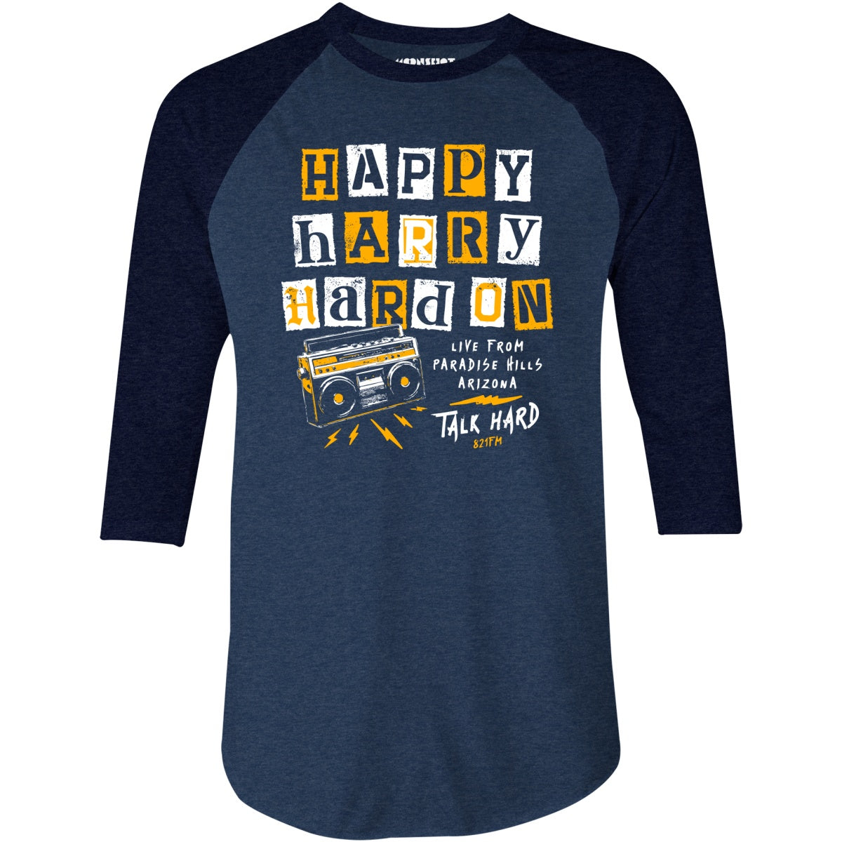 Happy Harry Hard On - 3/4 Sleeve Raglan T-Shirt