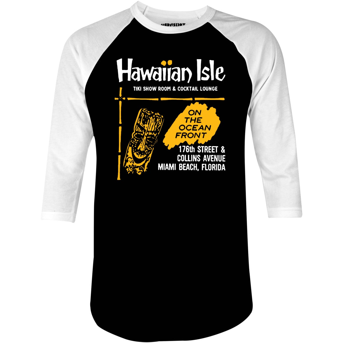 Hawaiian Isle - Miami Beach, FL - Vintage Tiki Bar - 3/4 Sleeve Raglan T-Shirt