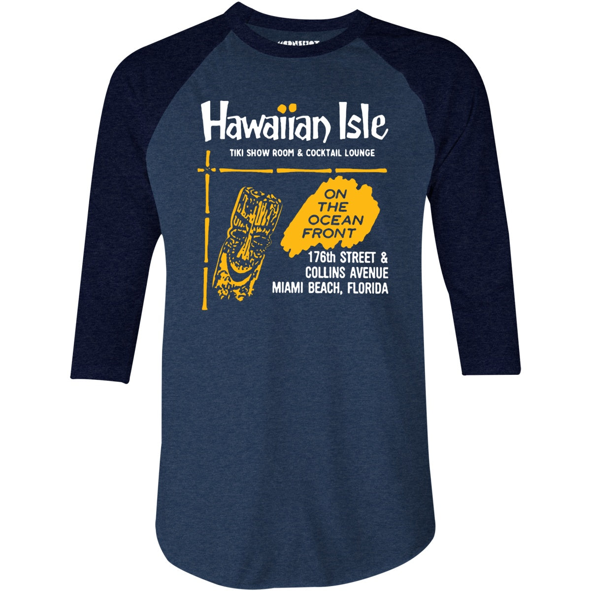 Hawaiian Isle - Miami Beach, FL - Vintage Tiki Bar - 3/4 Sleeve Raglan T-Shirt