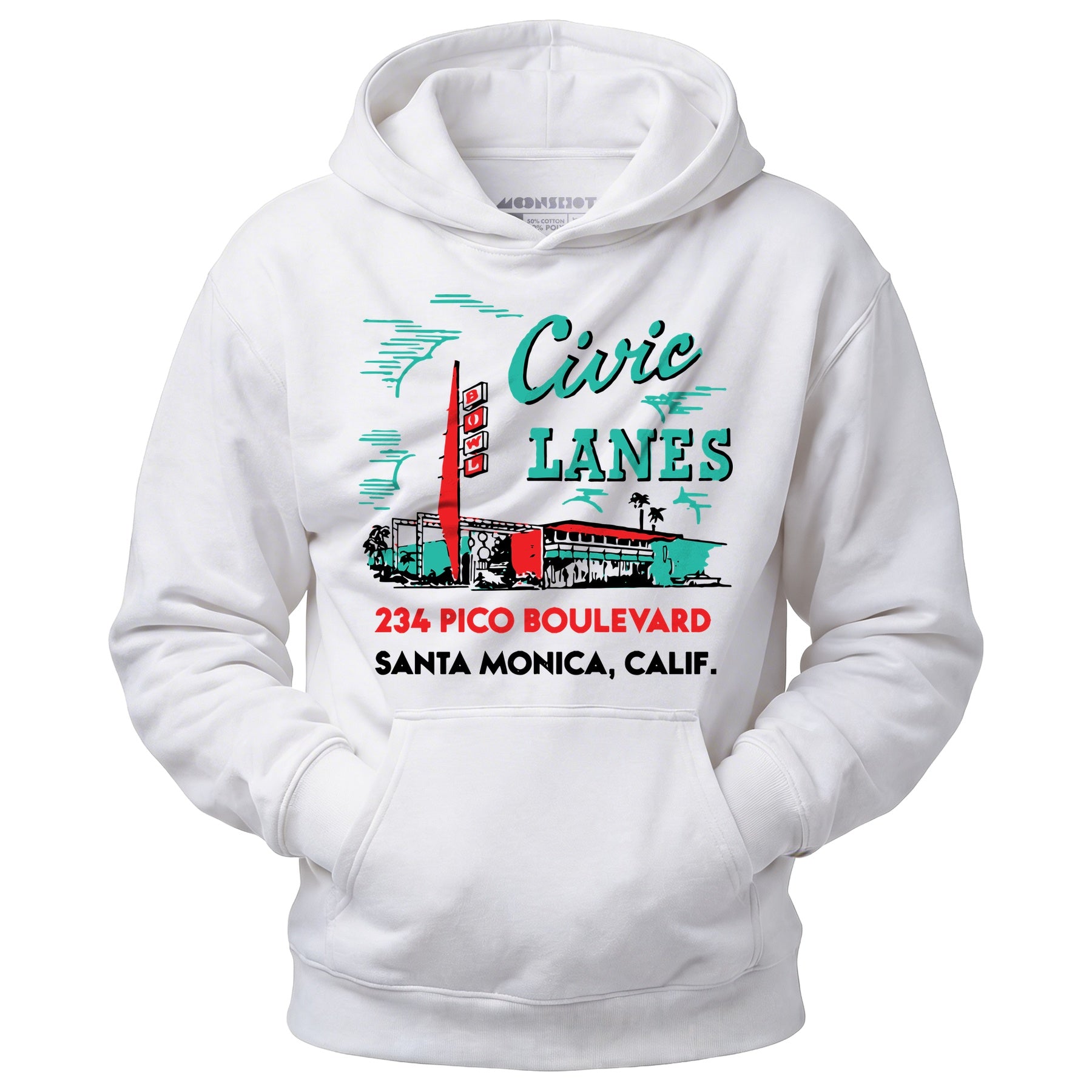 Civic Lanes - Santa Monica, CA - Vintage Bowling Alley - Unisex Hoodie