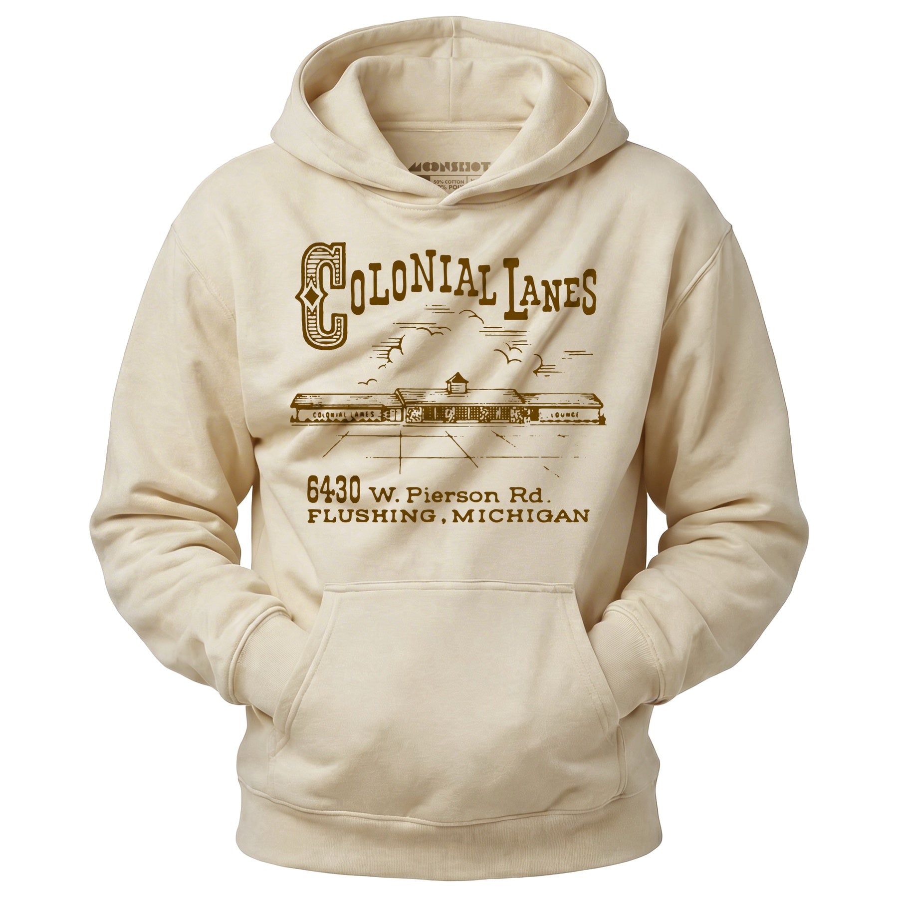 Colonial Lanes - Flushing, MI - Vintage Bowling Alley - Unisex Hoodie