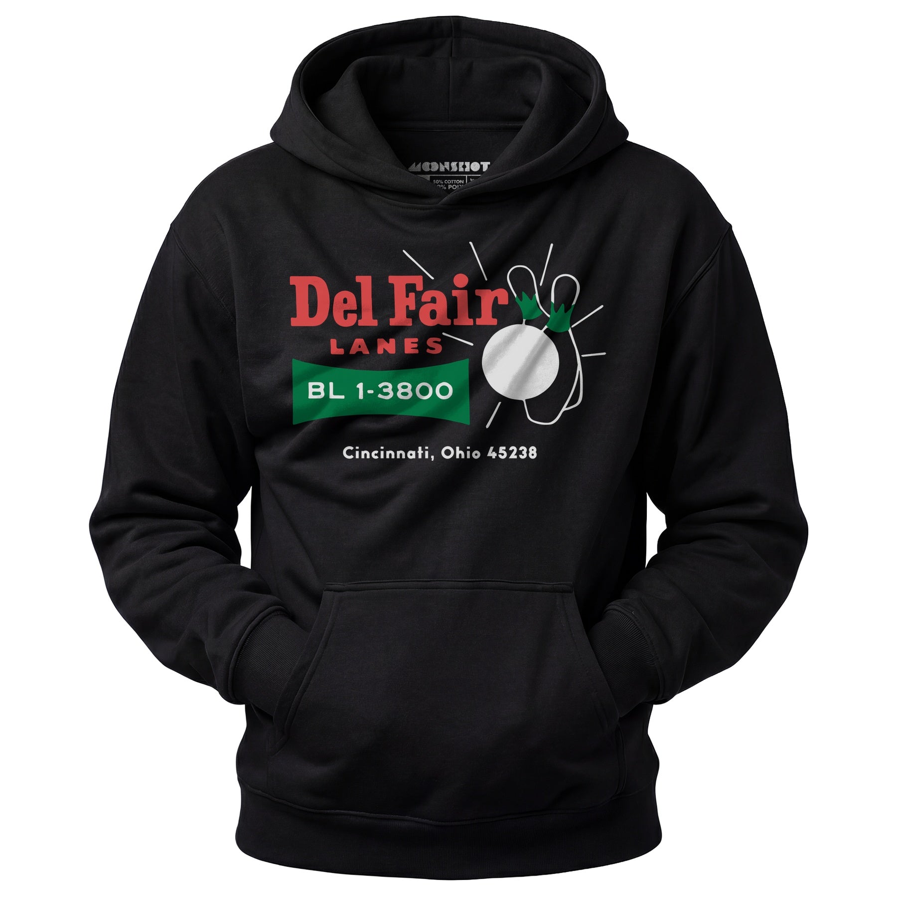 Del Fair Lanes v2 - Cincinnati, OH - Vintage Bowling Alley - Unisex Hoodie