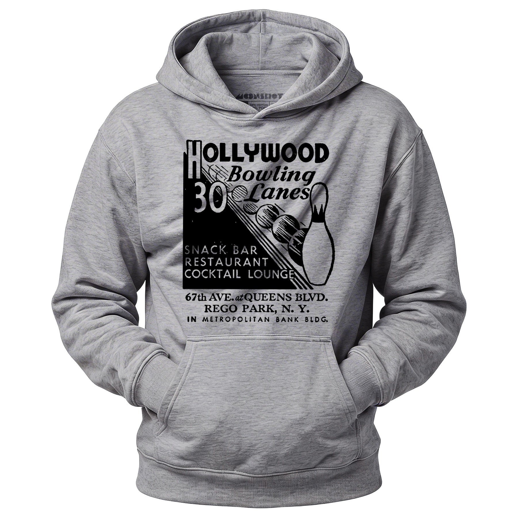 Hollywood Bowling Lanes - Rego Park, NY - Vintage Bowling Alley - Unisex Hoodie