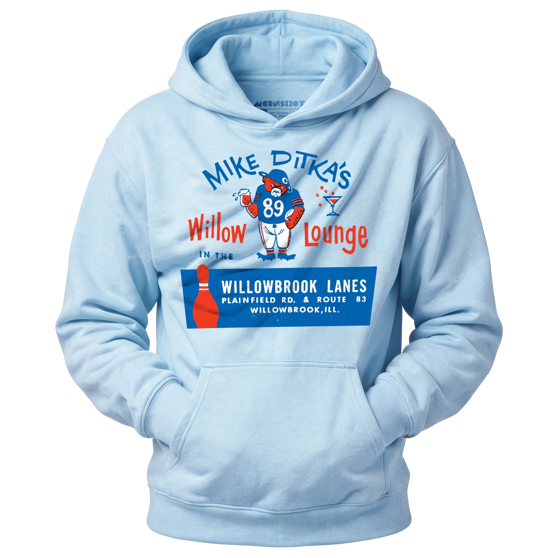 Mike Ditka's Willow Lounge - Willowbrook, IL - Vintage Bowling Alley - Unisex Hoodie